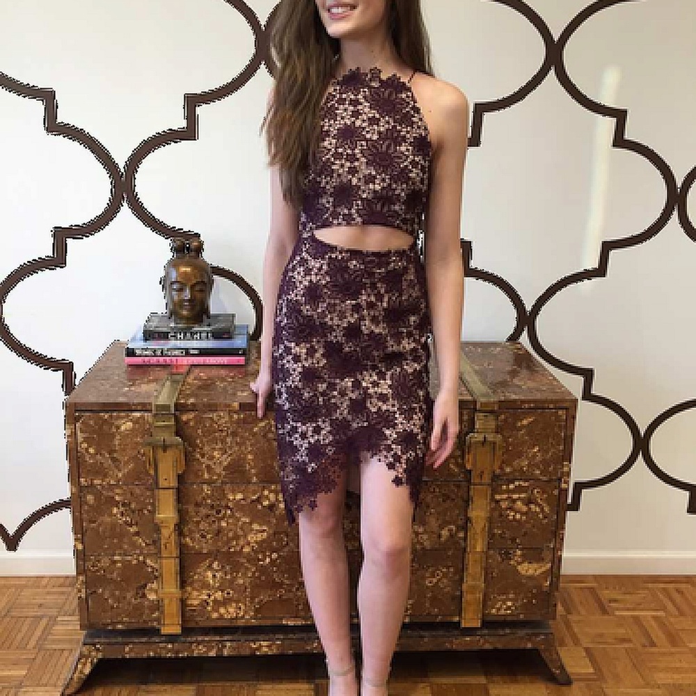Stylestalker Purple Lace Midi Dress